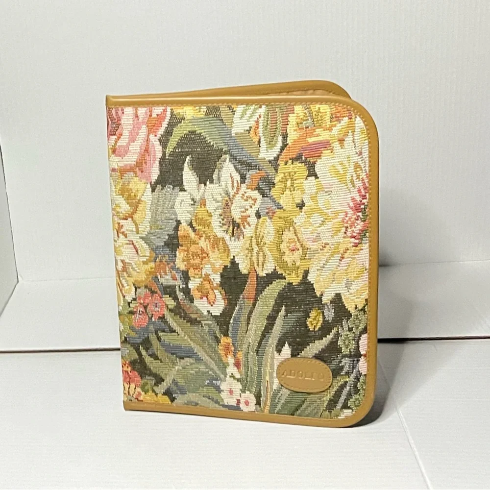 Vintage ADOLFO Floral Tapestry Portfolio Folder